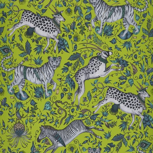 Sample W0119/05 Protea Green Animal/Insect Clarke And Clarke Wallpaper