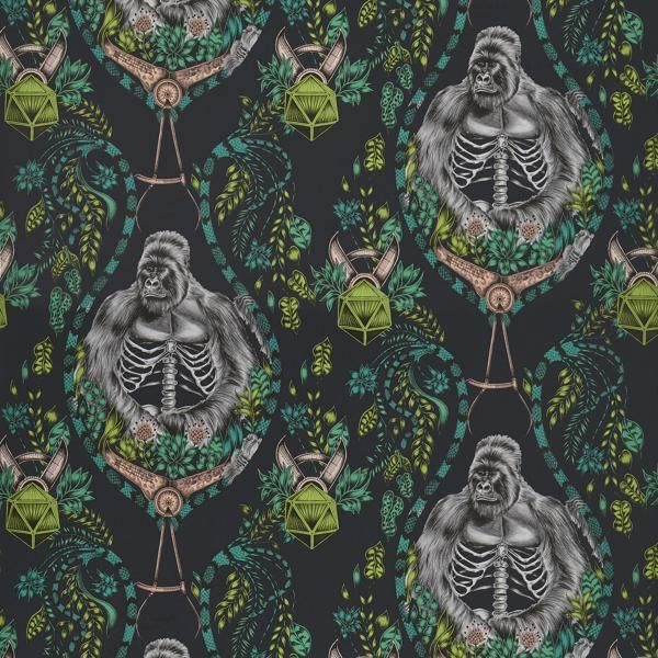 Sample W0120/01 Silverback Grey Animal/Insect Clarke And Clarke Wallpaper