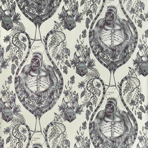 Sample W0120/02 Silverback Yellow Animal/Insect Clarke And Clarke Wallpaper