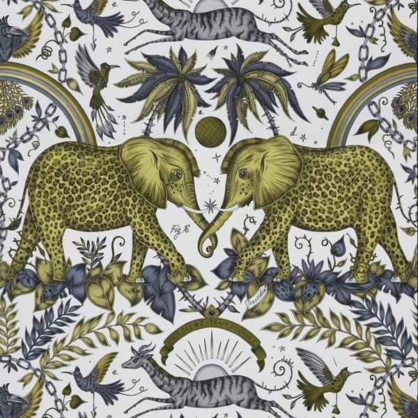 Sample W0121/02 Zambezi Yellow Animal/Insect Clarke And Clarke Wallpaper