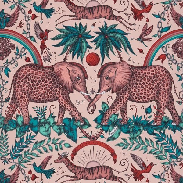 Sample W0121/05 Zambezi Pink Animal/Insect Clarke And Clarke Wallpaper