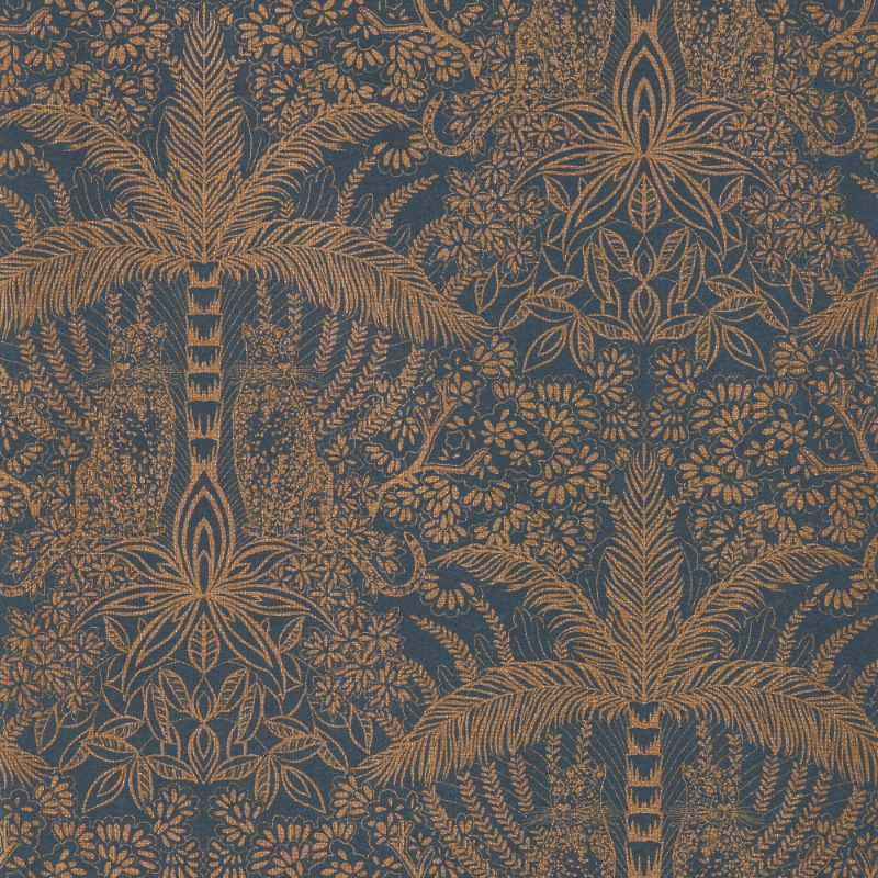 Sample - W0141/01.Cac.0 | Leopardo, Blue Tropical - Clarke And Clarke Wallpaper