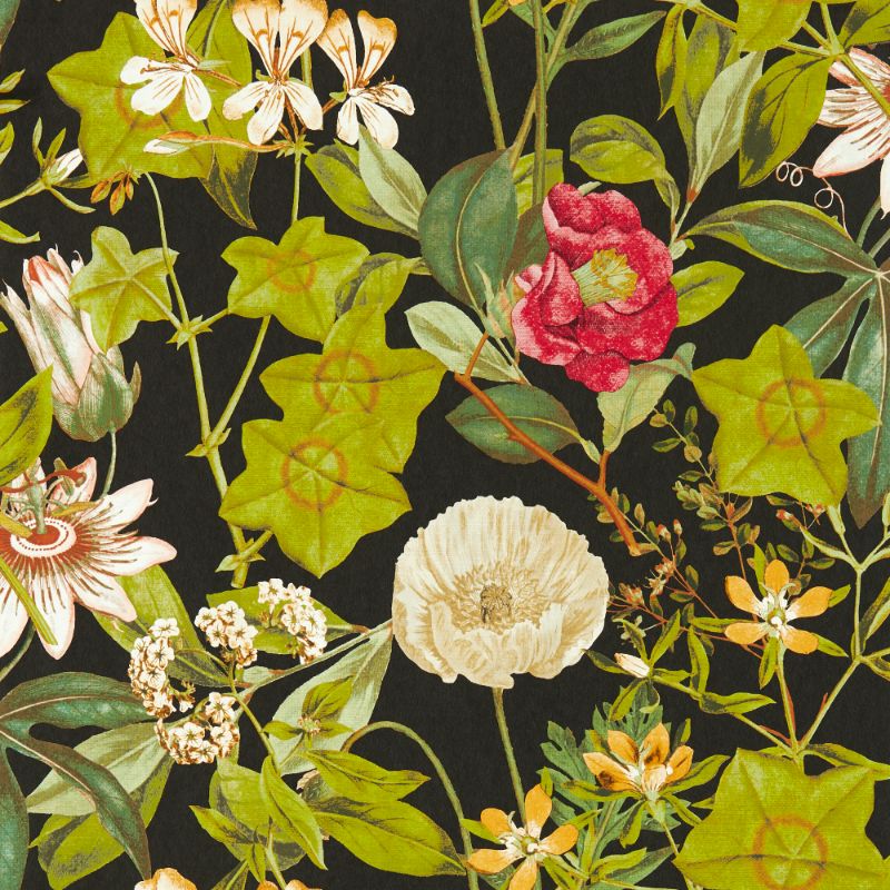 Sample - W0143/04.Cac.0 | Passiflora, Multi Color Botanical - Clarke And Clarke Wallpaper