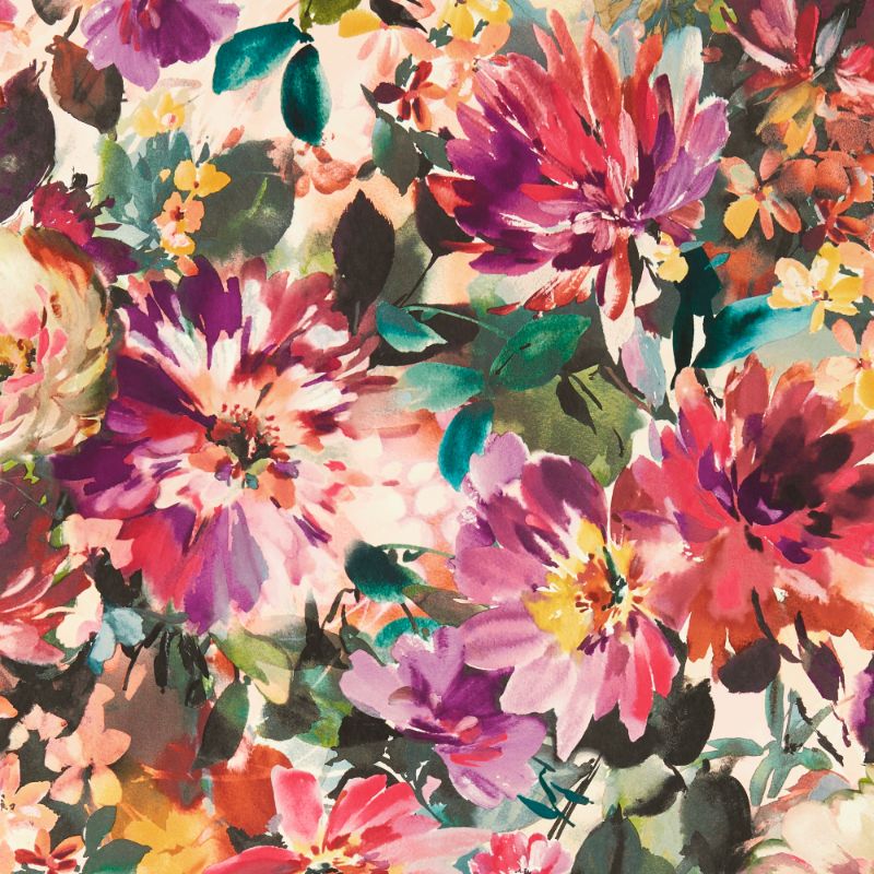 Sample - W0145/02.Cac.0 | Tahiti, Multi Color Floral - Clarke And Clarke Wallpaper