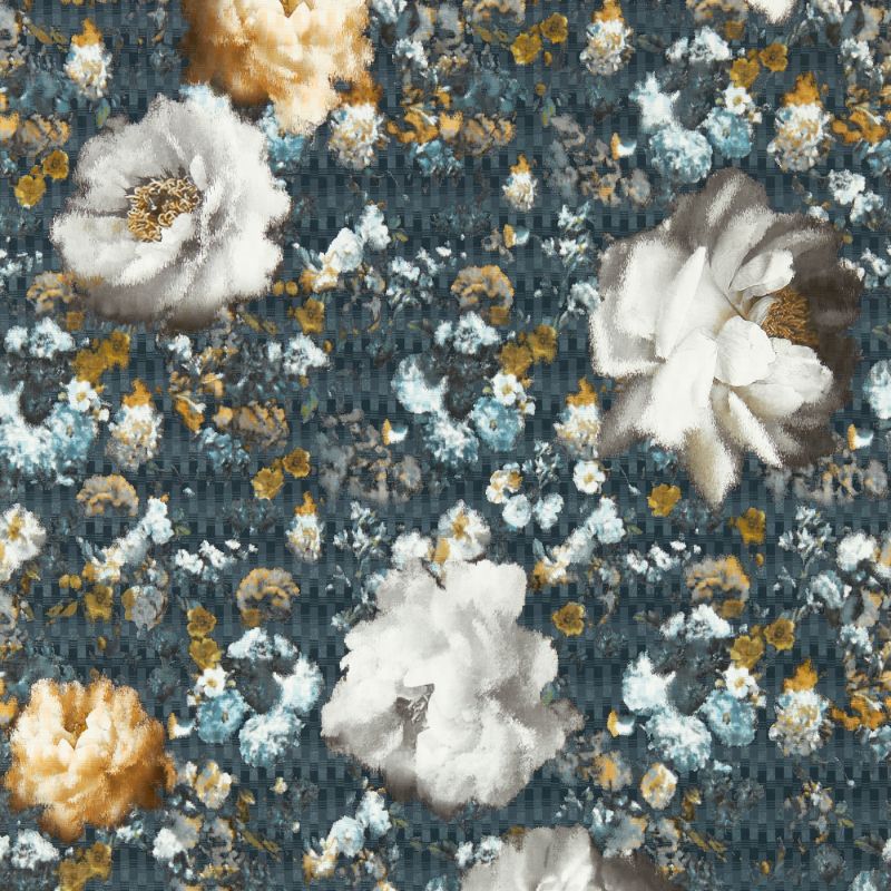 Sample - W0148/02.Cac.0 | Camile, Blue Floral - Clarke And Clarke Wallpaper