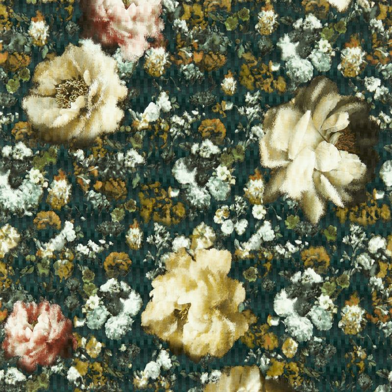 Sample - W0148/03.Cac.0 | Camile, Green Floral - Clarke And Clarke Wallpaper