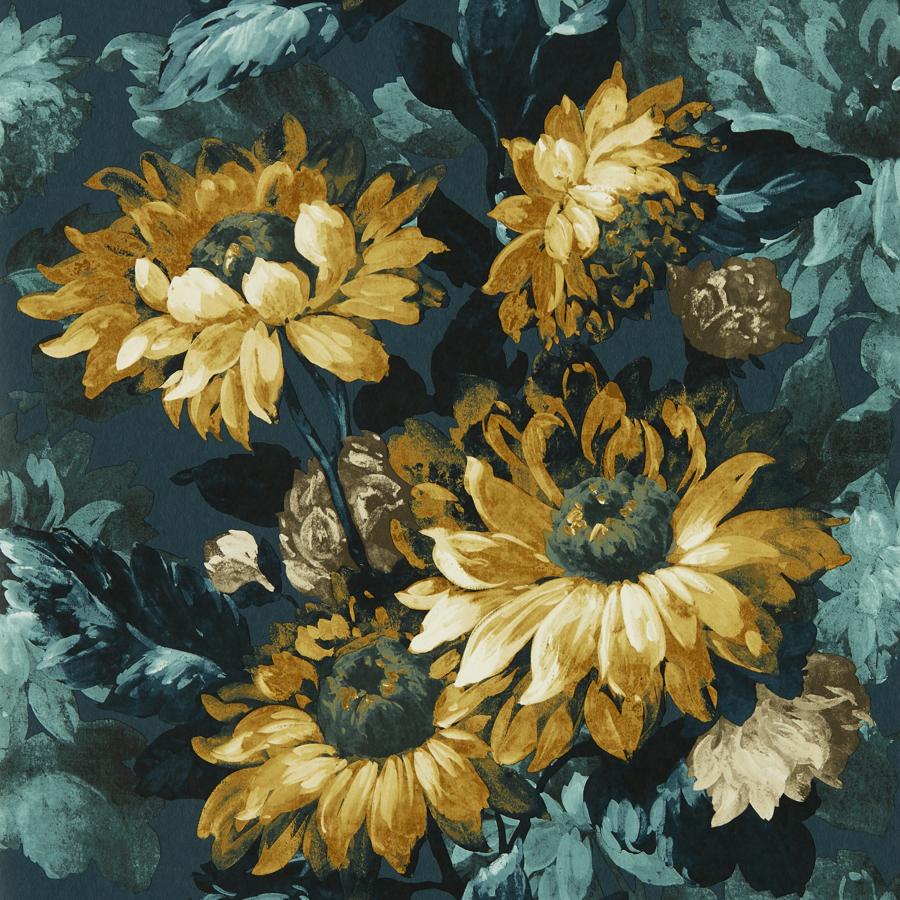 Purchase W0162/01 Sunforest, Blue Floral - Clarke And Clarke Wallpaper