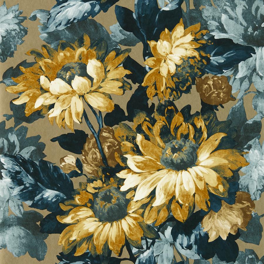 Purchase W0162/02 Sunforest, Blue Floral - Clarke And Clarke Wallpaper