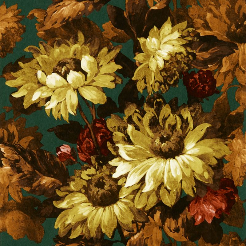 Purchase W0162/04.Cac.0 Sunforest, Orange Floral - Clarke And Clarke Wallpaper