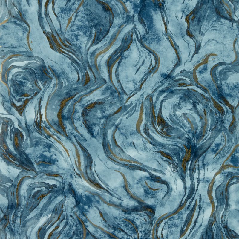 Sample - W0168/03.Cac.0 | Lavico, Blue Abstract - Clarke And Clarke Wallpaper