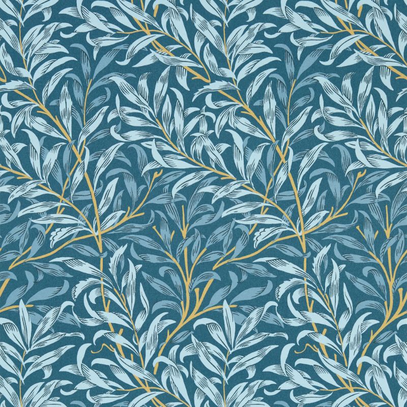 Purchase W0172/01.Cac.0 Willow Boughs, Blue Leaf - Clarke And Clarke Wallpaper