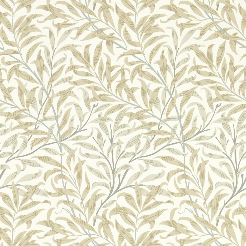 Sample - W0172/03.Cac.0 | Willow Boughs, Beige Leaf - Clarke And Clarke Wallpaper