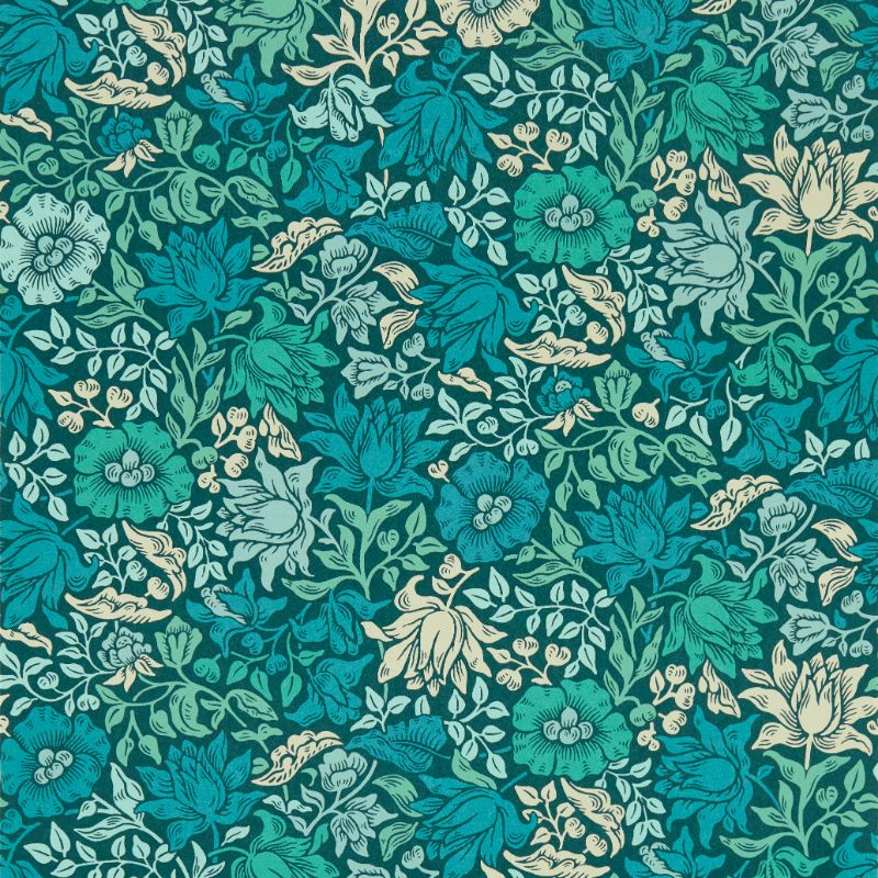 Sample - W0173/02.Cac.0 | Mallow, Blue Jacobean - Clarke And Clarke Wallpaper
