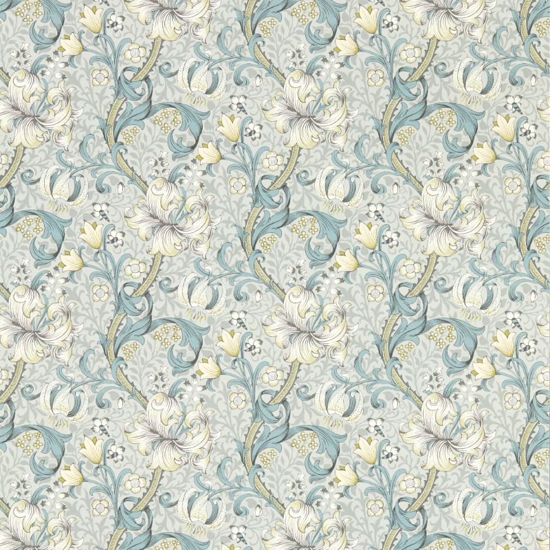 Purchase W0174/02.Cac.0 Golden Lily, Blue Damask - Clarke And Clarke Wallpaper