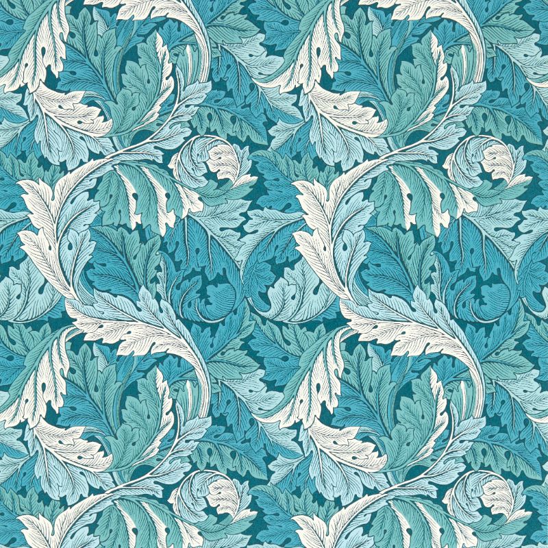 Sample - W0175/04.Cac.0 | Acanthus, Blue Leaf - Clarke And Clarke Wallpaper
