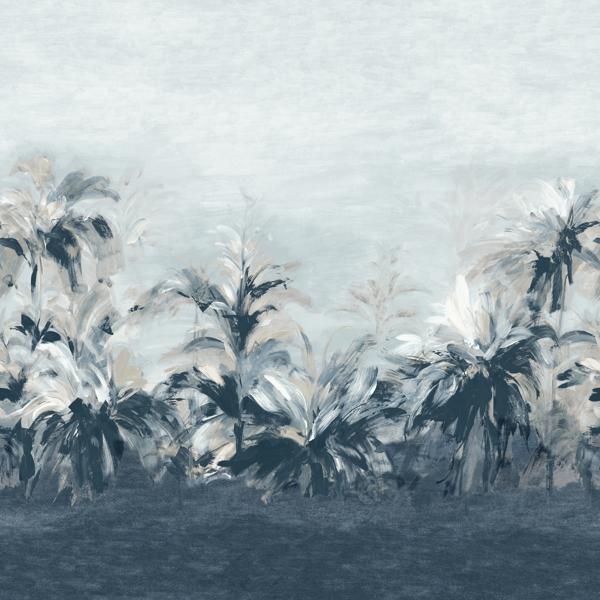 Sample - W0176/01-Cac | Alberi, Blue Botanical - Clarke & Clarke Wallpaper - W0176/01.Cac.0