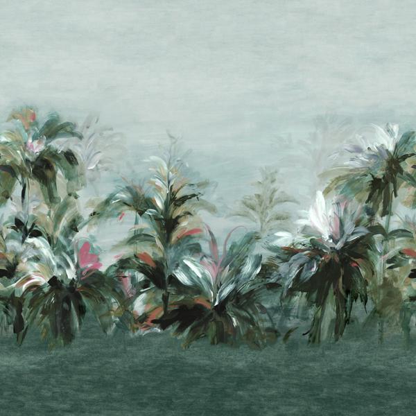 Sample - W0176/02-Cac | Alberi, Green Botanical - Clarke & Clarke Wallpaper - W0176/02.Cac.0