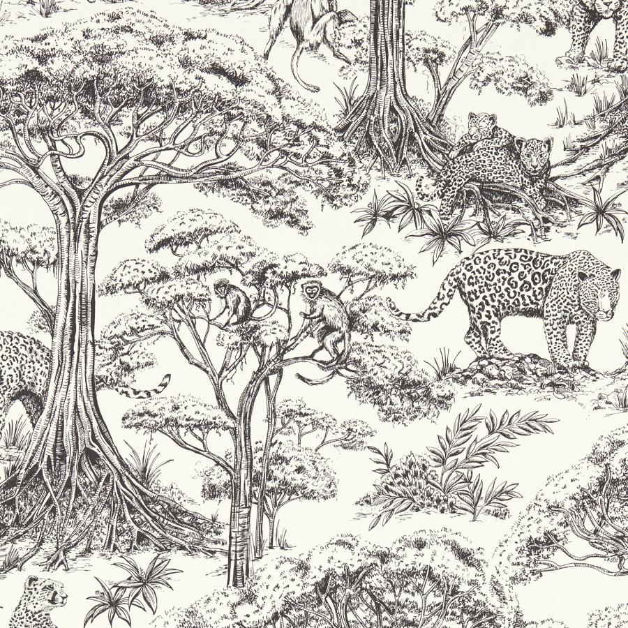 Purchase W0185/03-Cac Kisumu, Black Toile - Clarke And Clarke Wallpaper - W0185/03.Cac.0