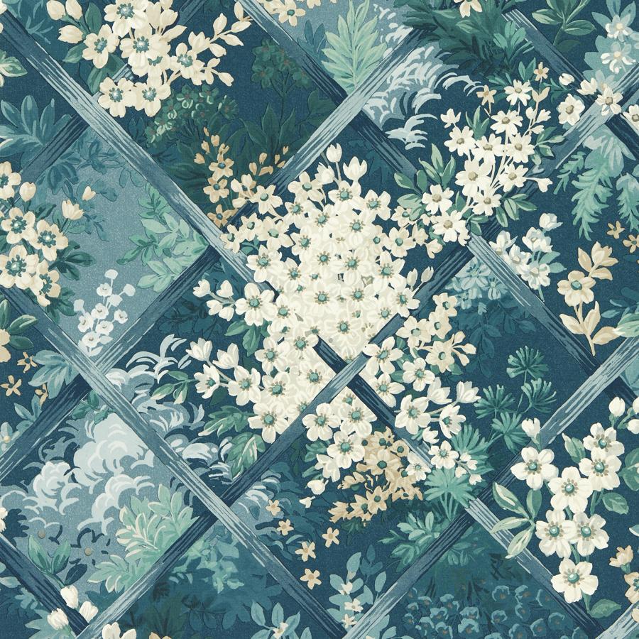Purchase W0195/02 Maymont, Blue Lattice - Clarke And Clarke Wallpaper