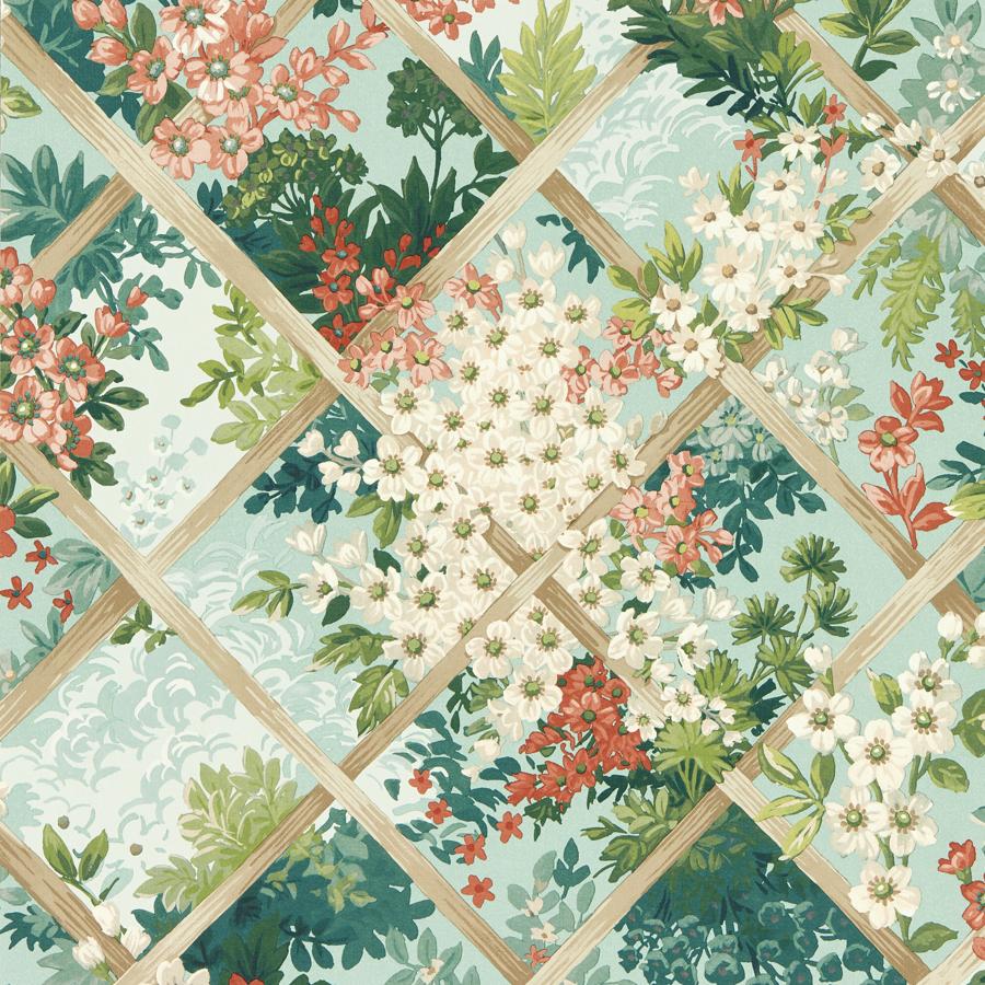 Purchase W0195/03 Maymont, Green Lattice - Clarke And Clarke Wallpaper