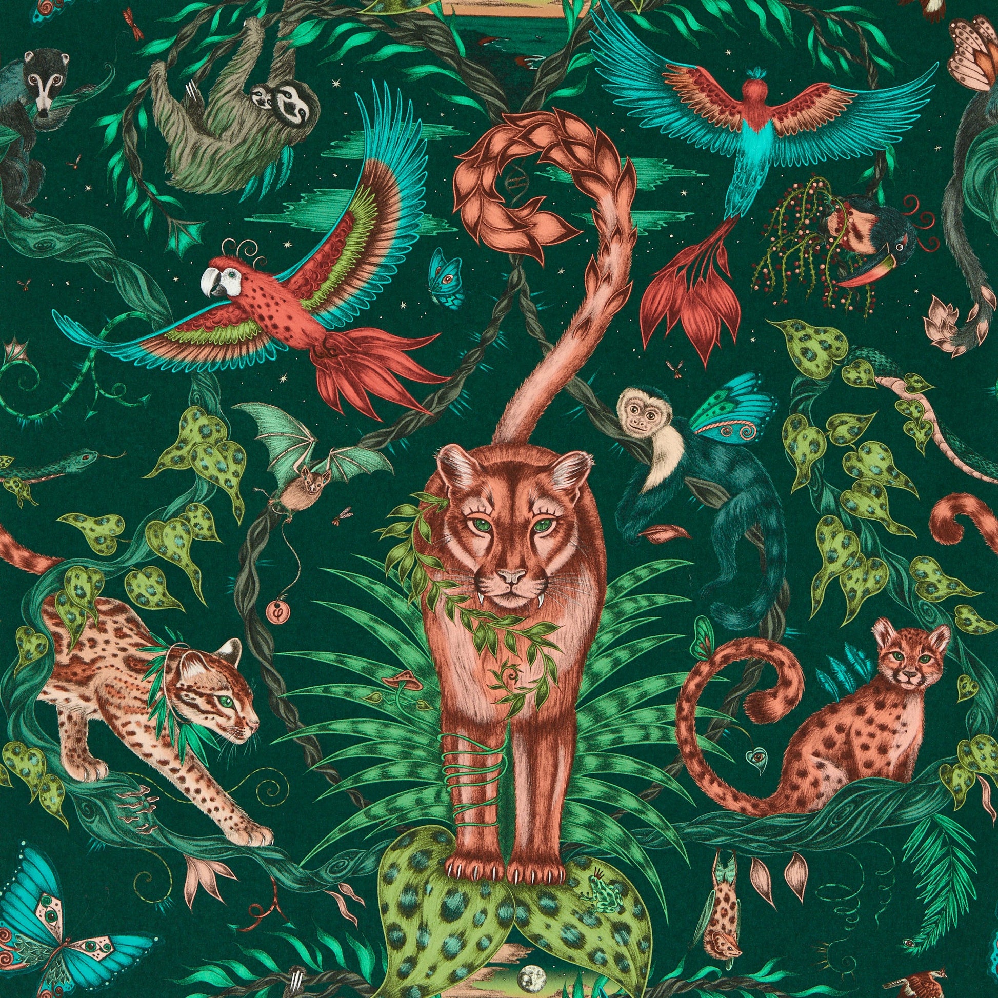 Sample - W0213/02 | Bosque Dreams, Multi Color Animals - Clarke And Clarke Wallpaper