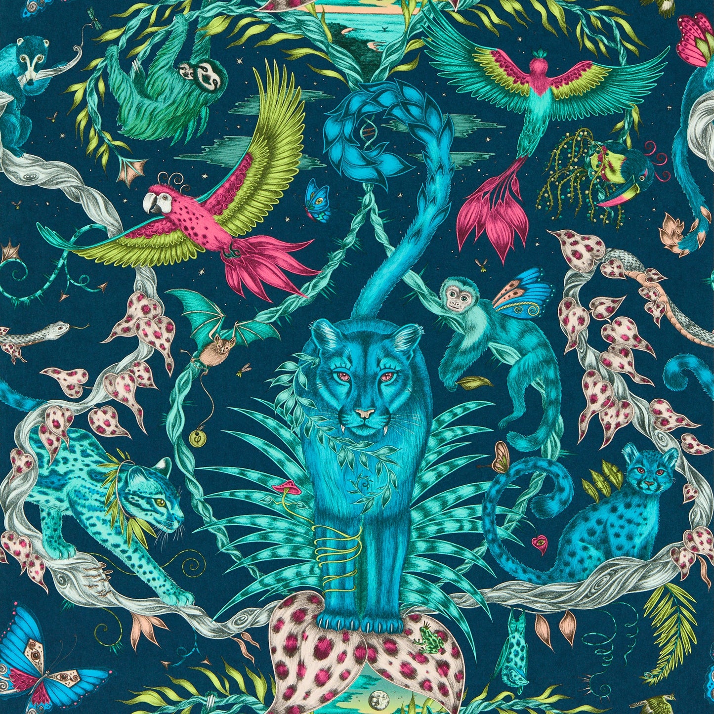 Sample - W0213/03 | Bosque Dreams, Multi Color Animals - Clarke And Clarke Wallpaper