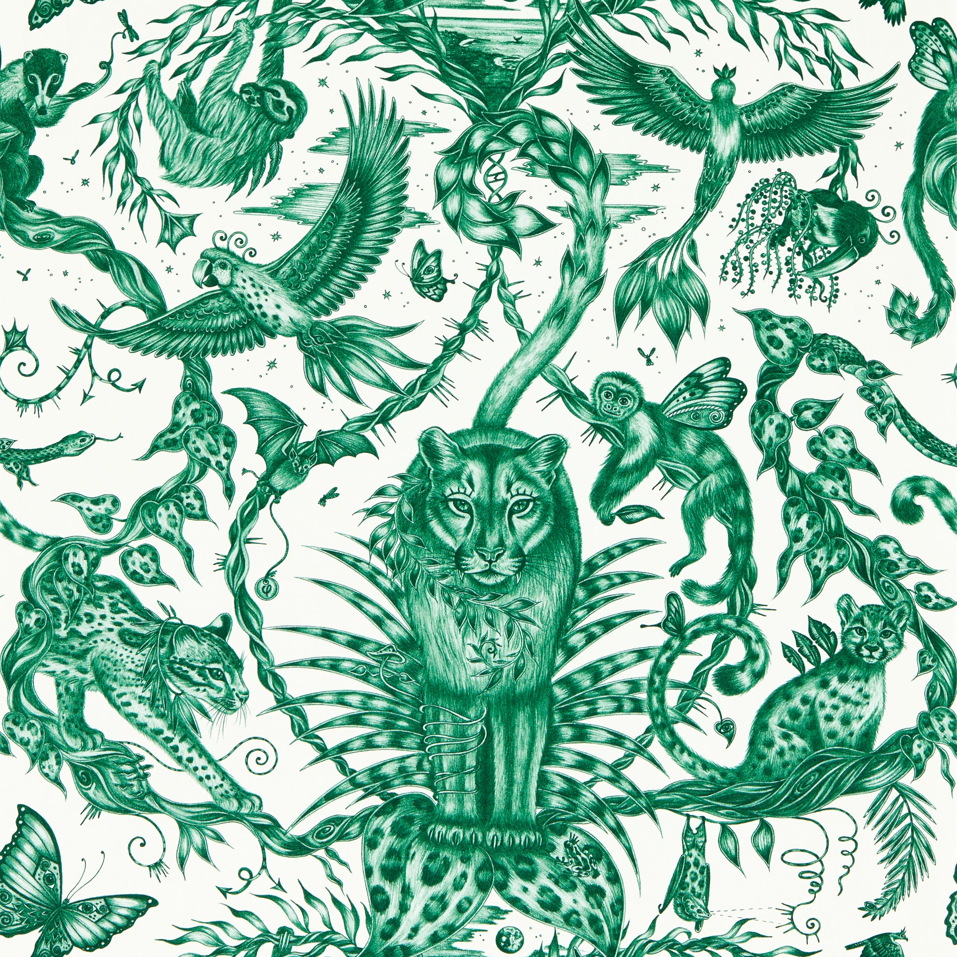 Purchase W0213/05 Bosque Dreams, Green Animals - Clarke And Clarke Wallpaper