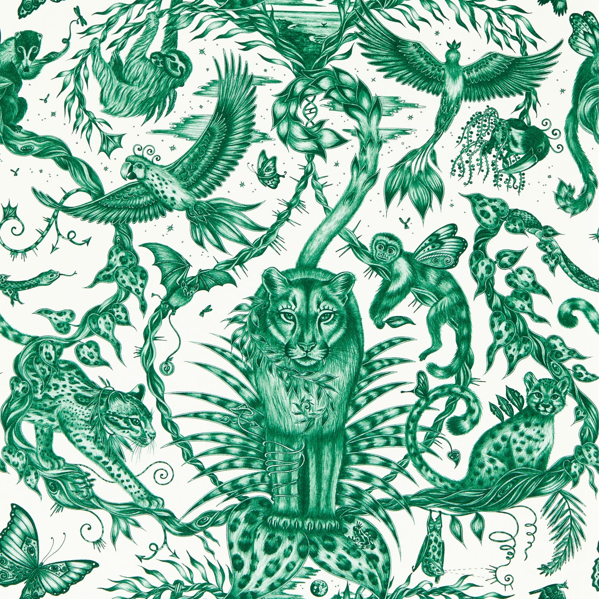Sample - W0213/05 | Bosque Dreams, Green Animals - Clarke And Clarke Wallpaper
