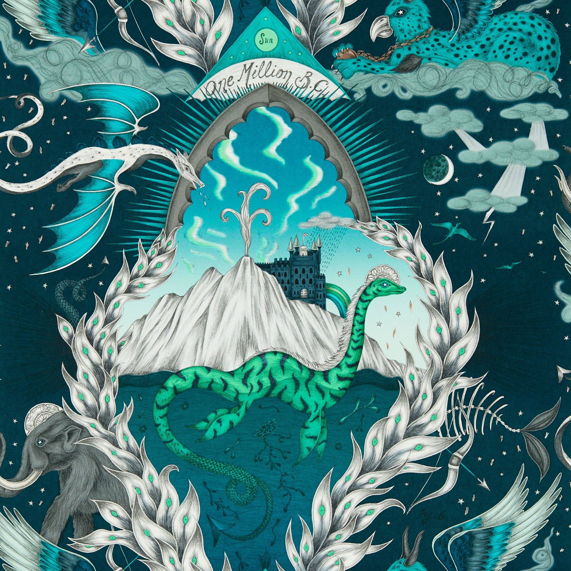 Purchase W0214/01 Highlandia, Blue Novelty - Clarke And Clarke Wallpaper