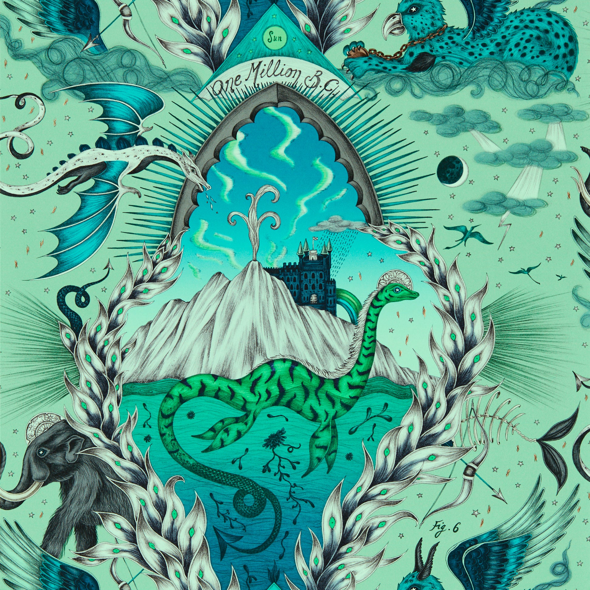 Purchase W0214/02 Highlandia, Green Novelty - Clarke And Clarke Wallpaper