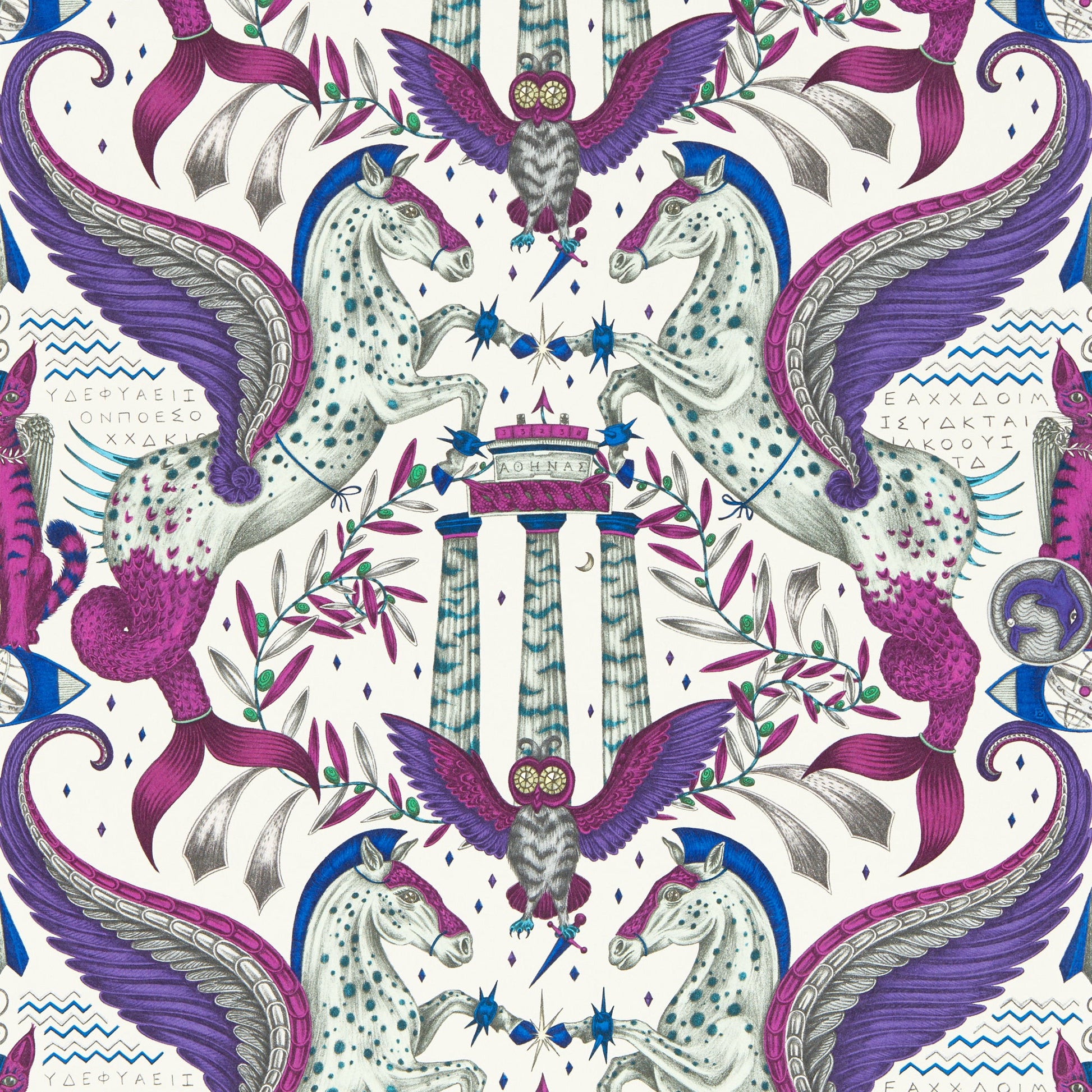 Sample - W0215/03 | Odyssey Mythos, Purple Novelty - Clarke And Clarke Wallpaper