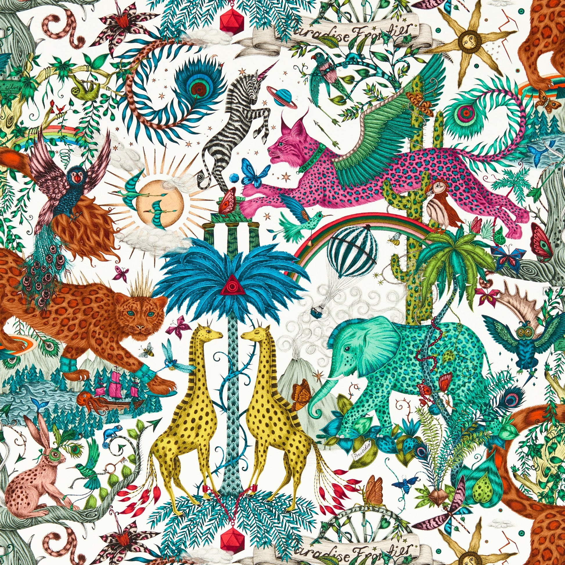 Sample - W0216/03 | Paradise Lost, Multi Color Novelty - Clarke And Clarke Wallpaper