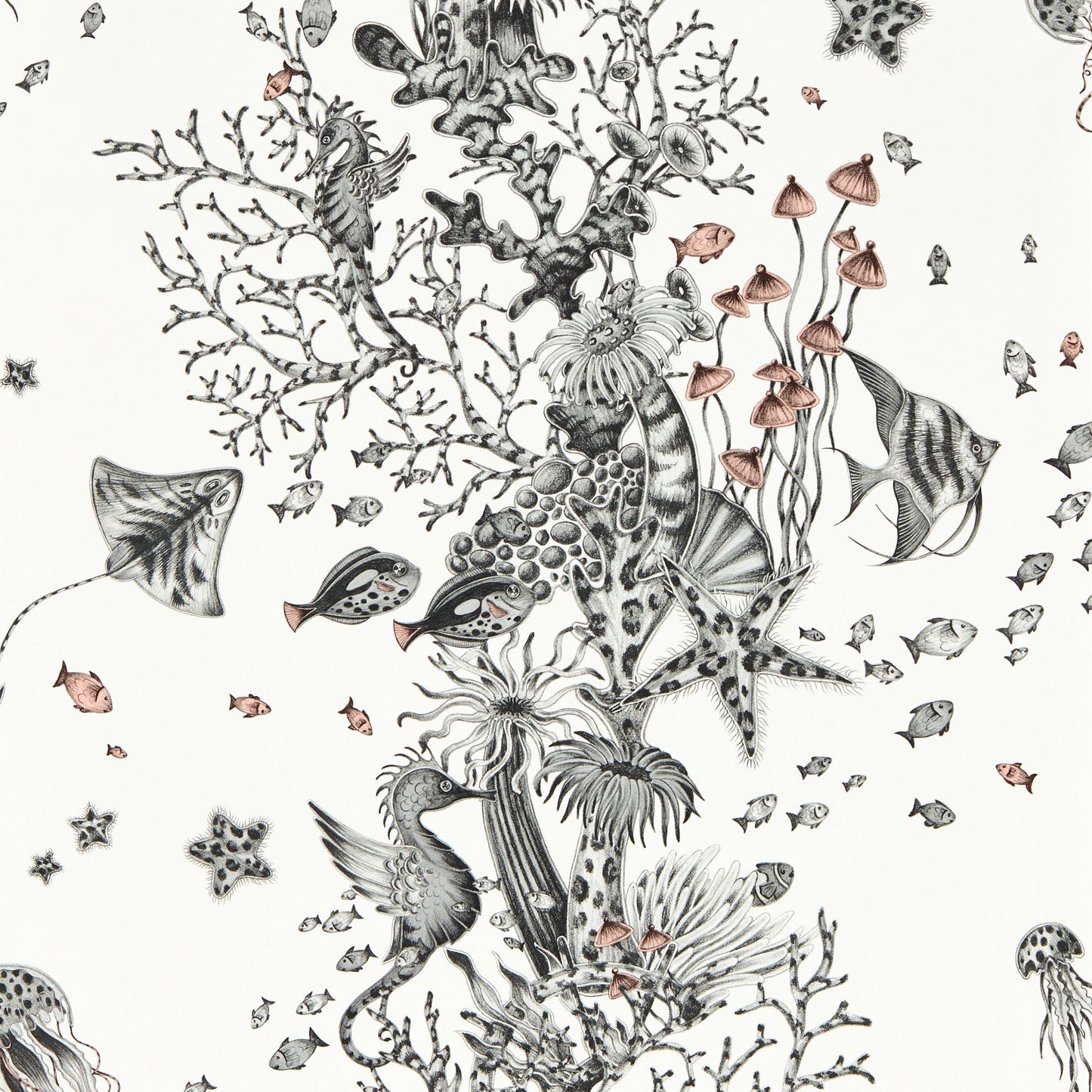 Sample - W0218/03 | Seaforest, Black Novelty - Clarke And Clarke Wallpaper