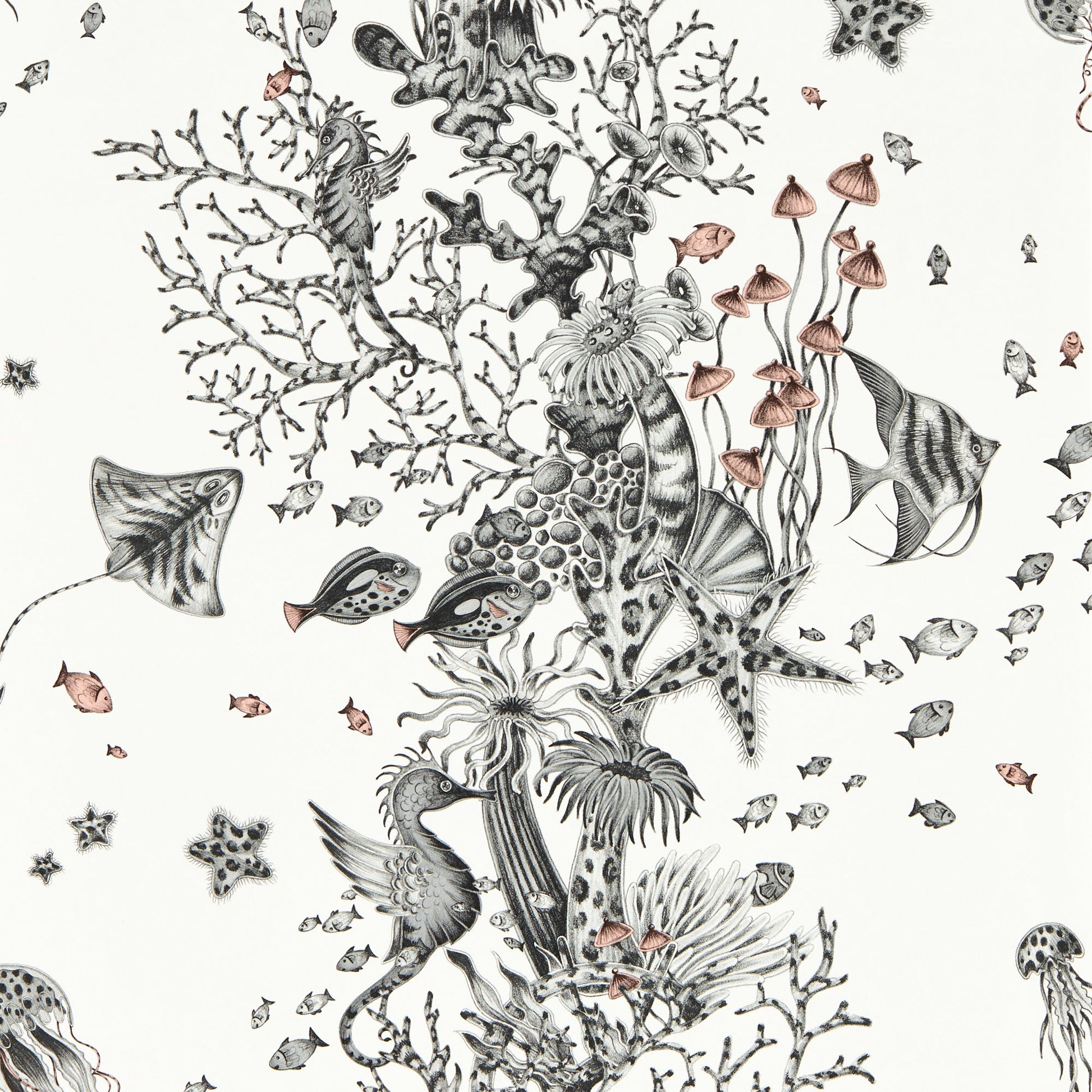 Sample - W0218/03 | Seaforest, Black Novelty - Clarke And Clarke Wallpaper