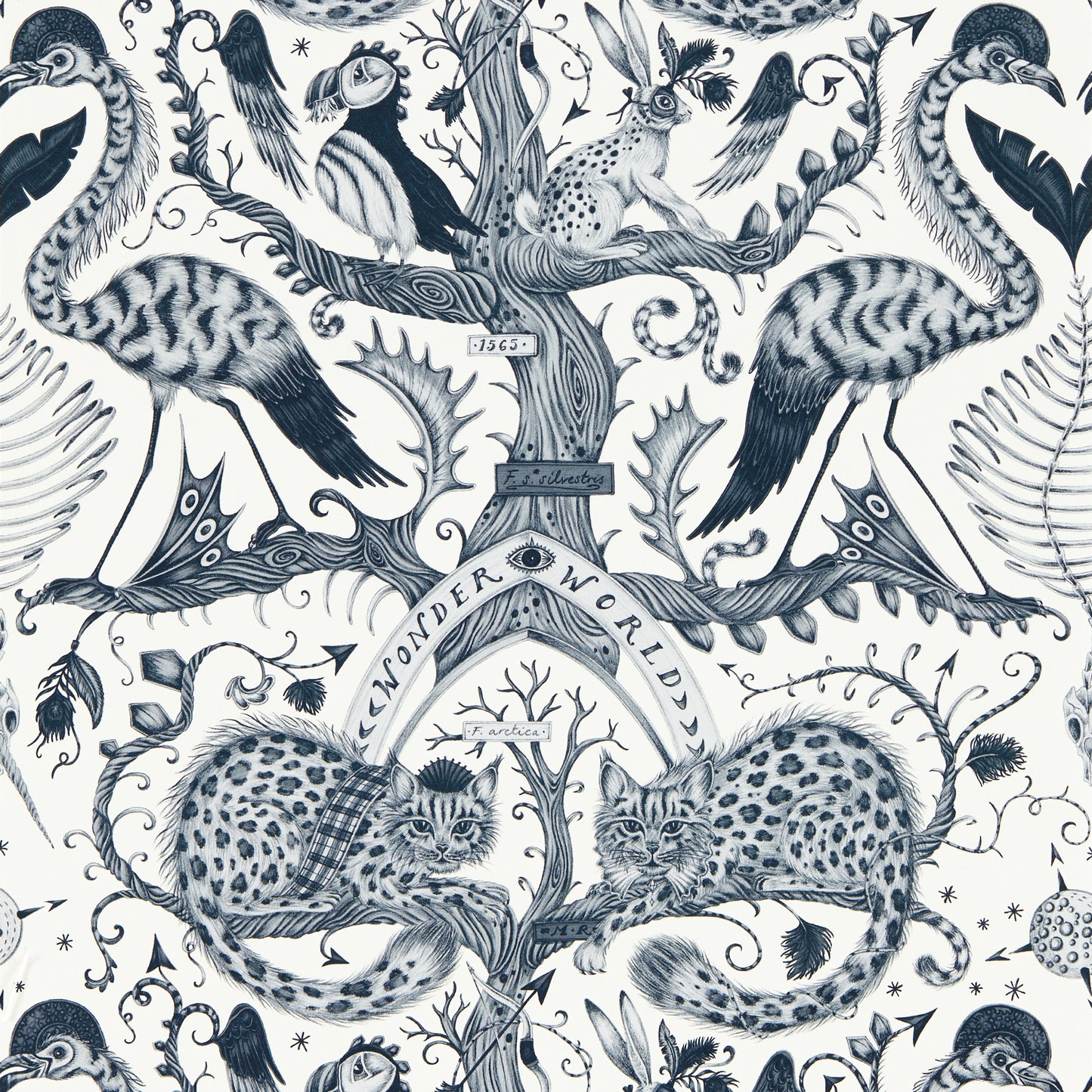 Purchase W0219/02 Wonder World, Black Novelty - Clarke And Clarke Wallpaper