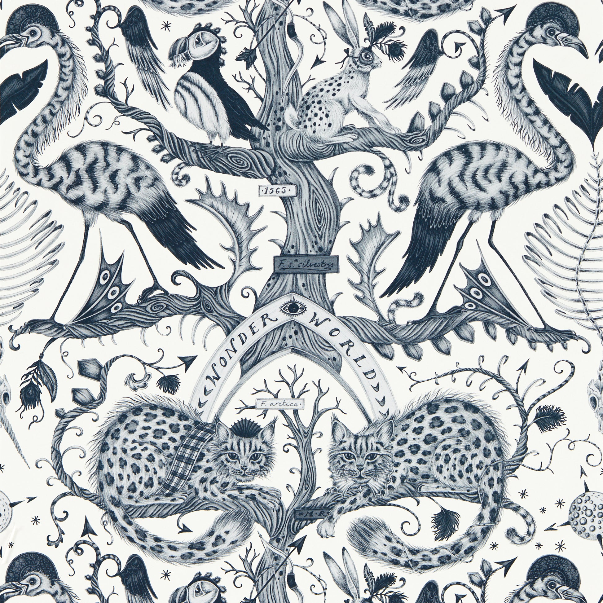 Purchase W0219/02 Wonder World, Black Novelty - Clarke And Clarke Wallpaper