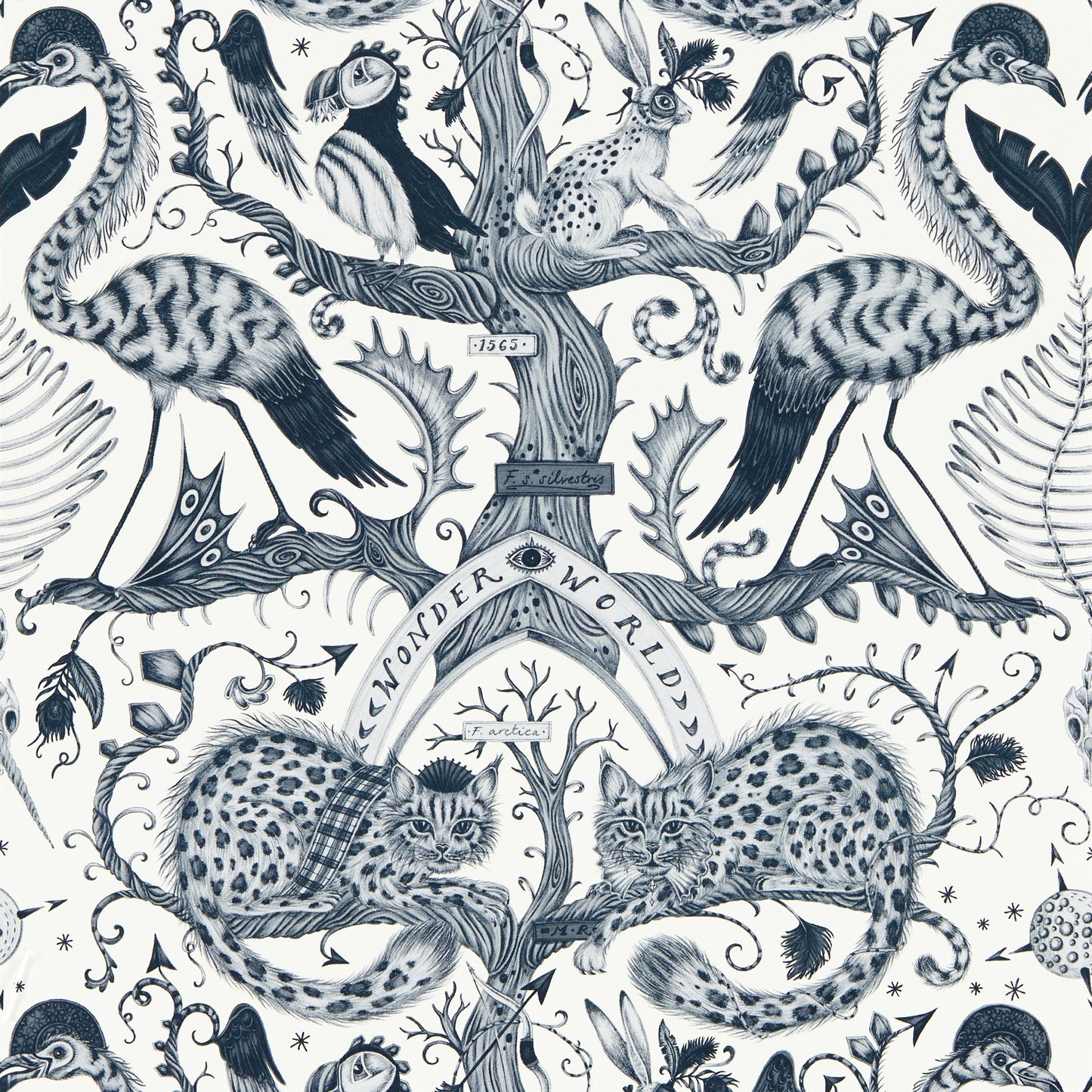Sample - W0219/02 | Wonder World, Black Novelty - Clarke And Clarke Wallpaper