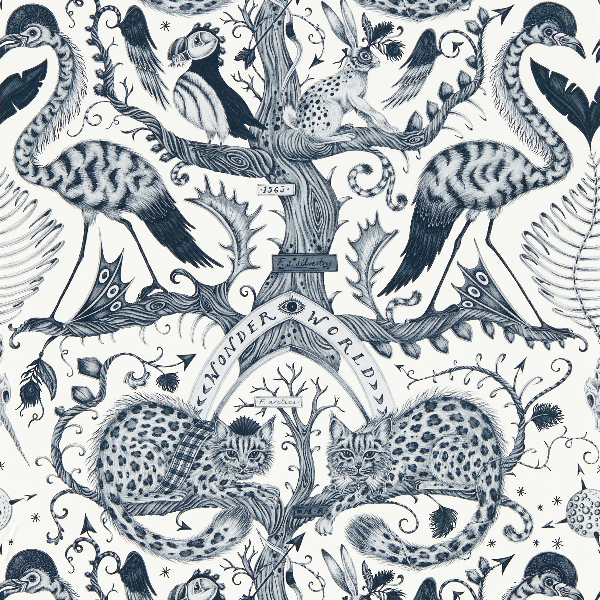 Sample - W0219/02 | Wonder World, Black Novelty - Clarke And Clarke Wallpaper