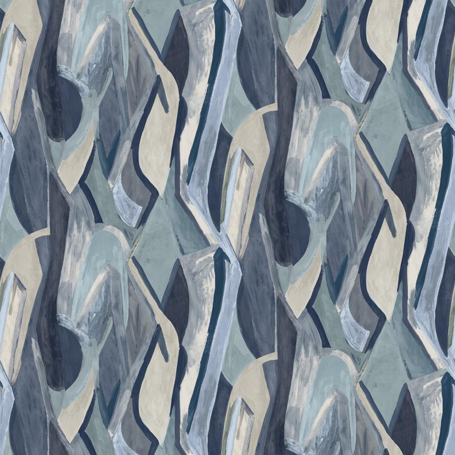 Purchase W0231/01 Dynamic Banner, Blue Abstract - Clarke & Clarke Wallpaper