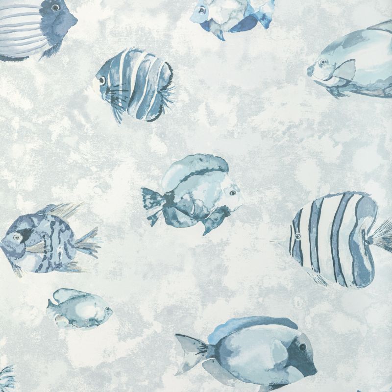 Sample - W3847.52.0 | Great Reef Wp, Blue Nautical - Kravet Design Wallpaper