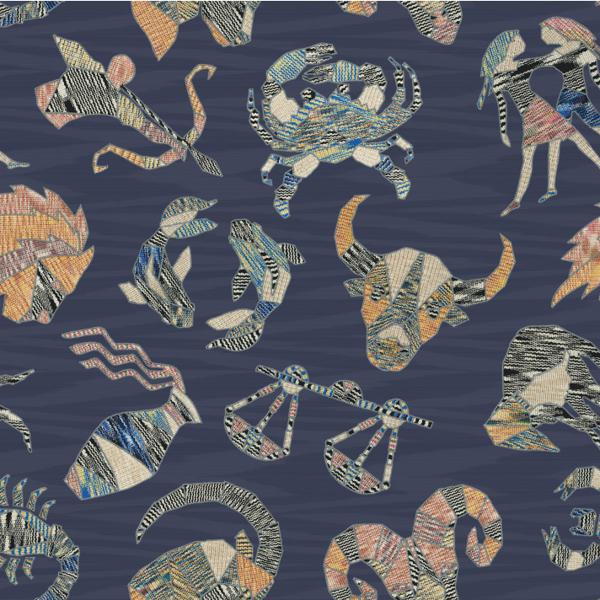 Sample - W3853.50.0 | Constellations Wp, Blue Novelty - Kravet Couture Wallpaper