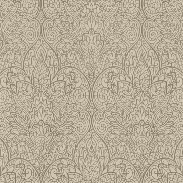 Sample - W3859.106.0 | Kravet Design, Brown Damask - Kravet Design Wallpaper