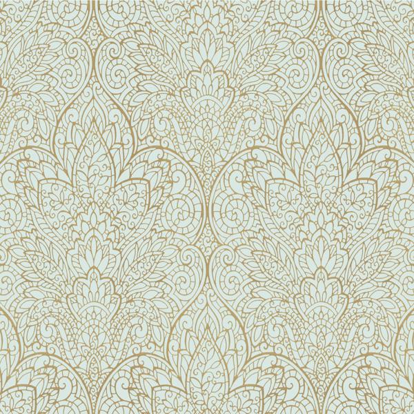 Sample - W3859.135.0 | Kravet Design, Green Damask - Kravet Design Wallpaper