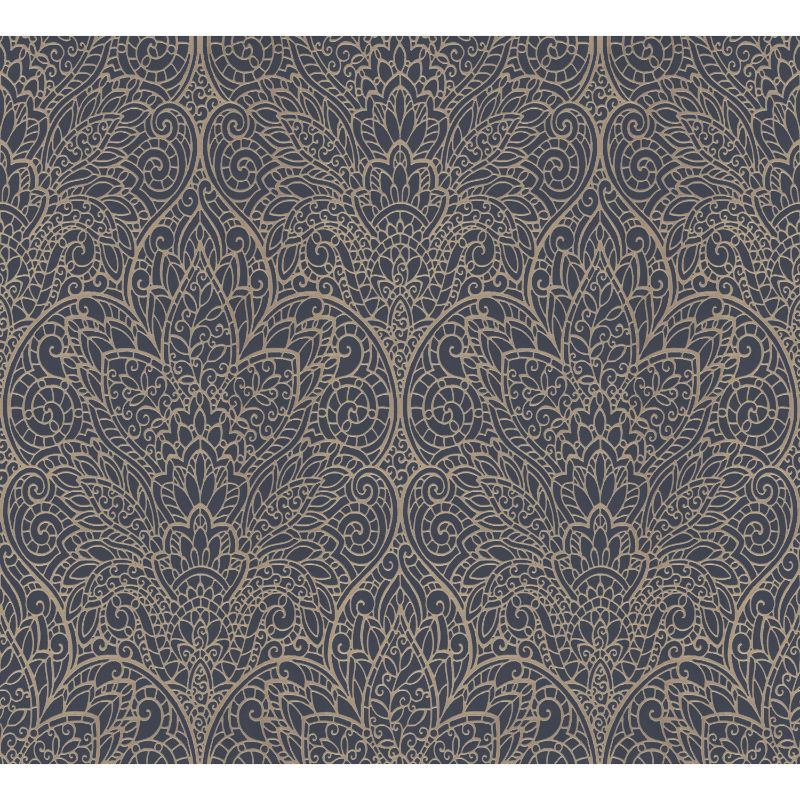 Purchase W3859.54.0 Kravet Design, Blue Damask - Kravet Design Wallpaper