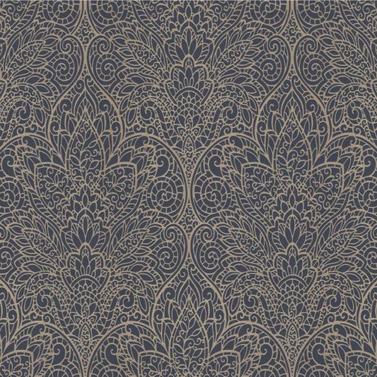 Purchase W3859.54.0 Kravet Design, Blue Damask - Kravet Design Wallpaper