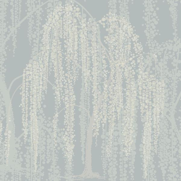 Sample - W3866.51.0 | Kravet Design, Blue Trees - Kravet Design Wallpaper
