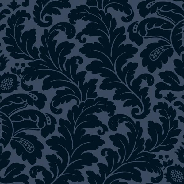 Sample - W3868.155.0 | Kravet Design, Blue Jacobean - Kravet Design Wallpaper