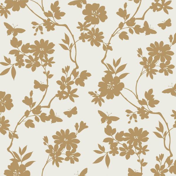 Sample - W3870.4.0 | Kravet Design, Gold Floral - Kravet Design Wallpaper