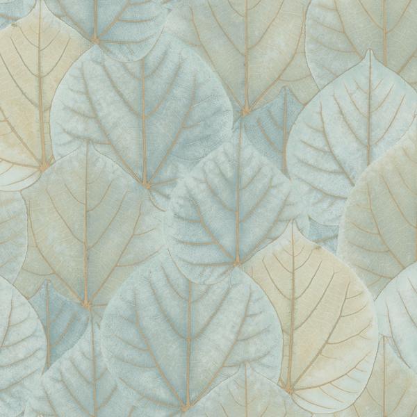 Sample - W3880.30.0 | Kravet Design, Blue Leaf - Kravet Design Wallpaper