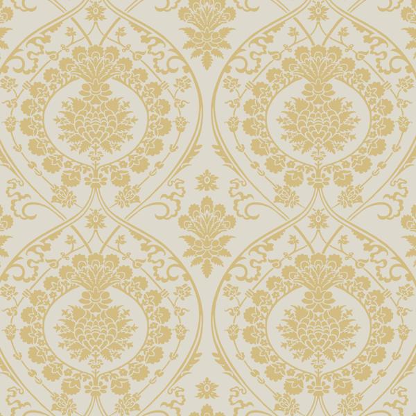 Sample - W3889.416.0 | Kravet Design, Yellow Damask - Kravet Design Wallpaper